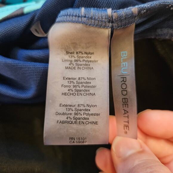 Bleu Rod Beattie Twist Bandeau One-piece Halter Hawaiian Leaf Swimsuit Size 6 - Picture 14 of 14